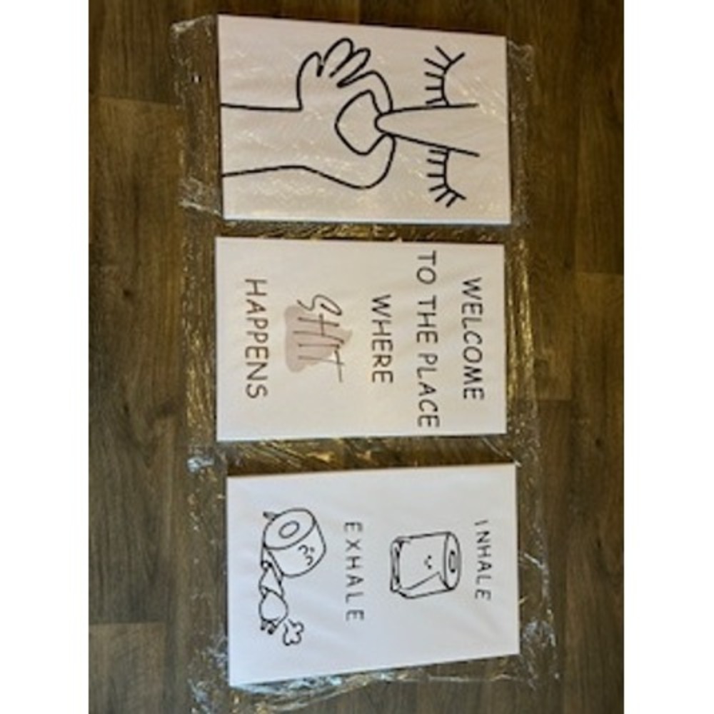 Minimalist Humorous Bathroom Prints 3pc Set